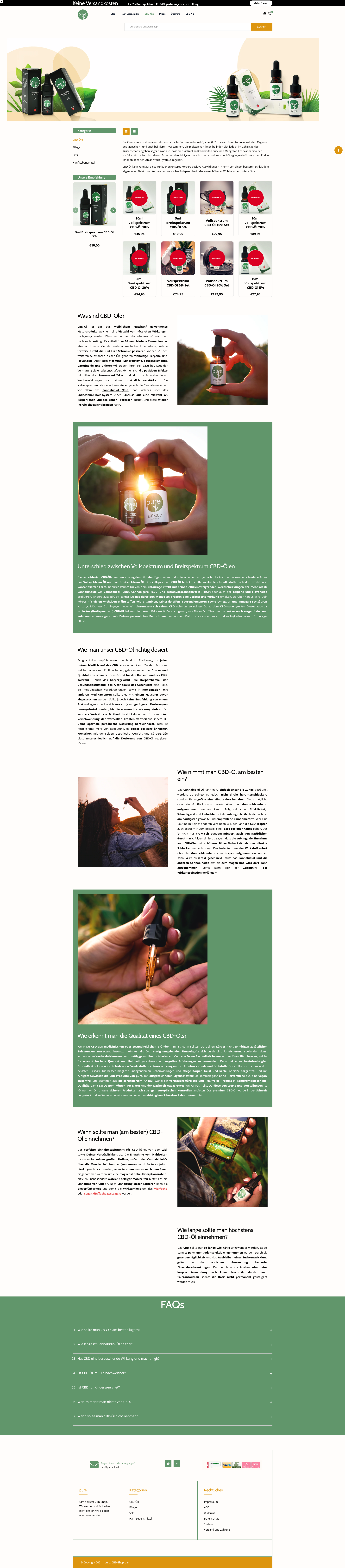 Pure Ulm CBD Copywriting - CBD-Öle